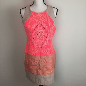 Anthropologie Champagne & Strawberry Dress